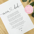 PERSONALISED Mom and Dad Poem A4 A5 PRINT Gift Mom and Dad, Poem Gift for Parents, Thank you Mom and Dad, Parents Print from children child