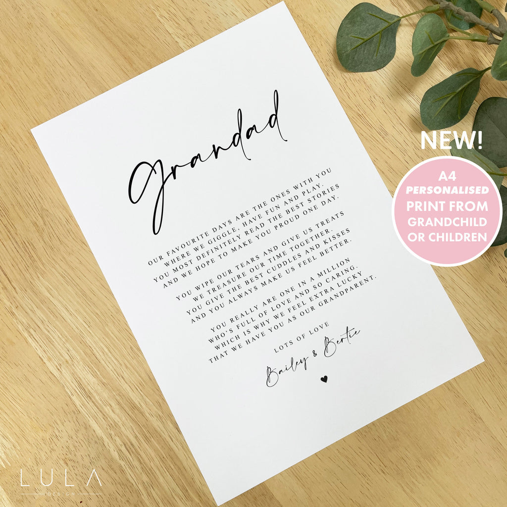 PERSONALISED Grandad Poem A4 UNFRAMED PRINT, Grandad Poem Print Gift from Grandchild Grandchildren, Grandparent Poem, Grandad Christmas Gift