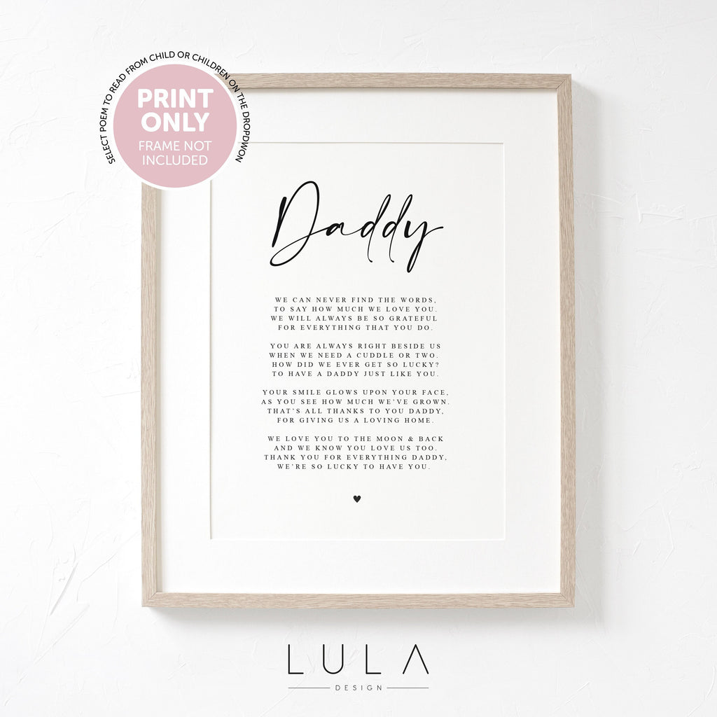 PERSONALISED Daddy Poem A4 A5 PRINT- Fathers Day Gift, Daddy Birthday Gift, A poem for Daddy, Fathers Day Christmas Gift for Daddy