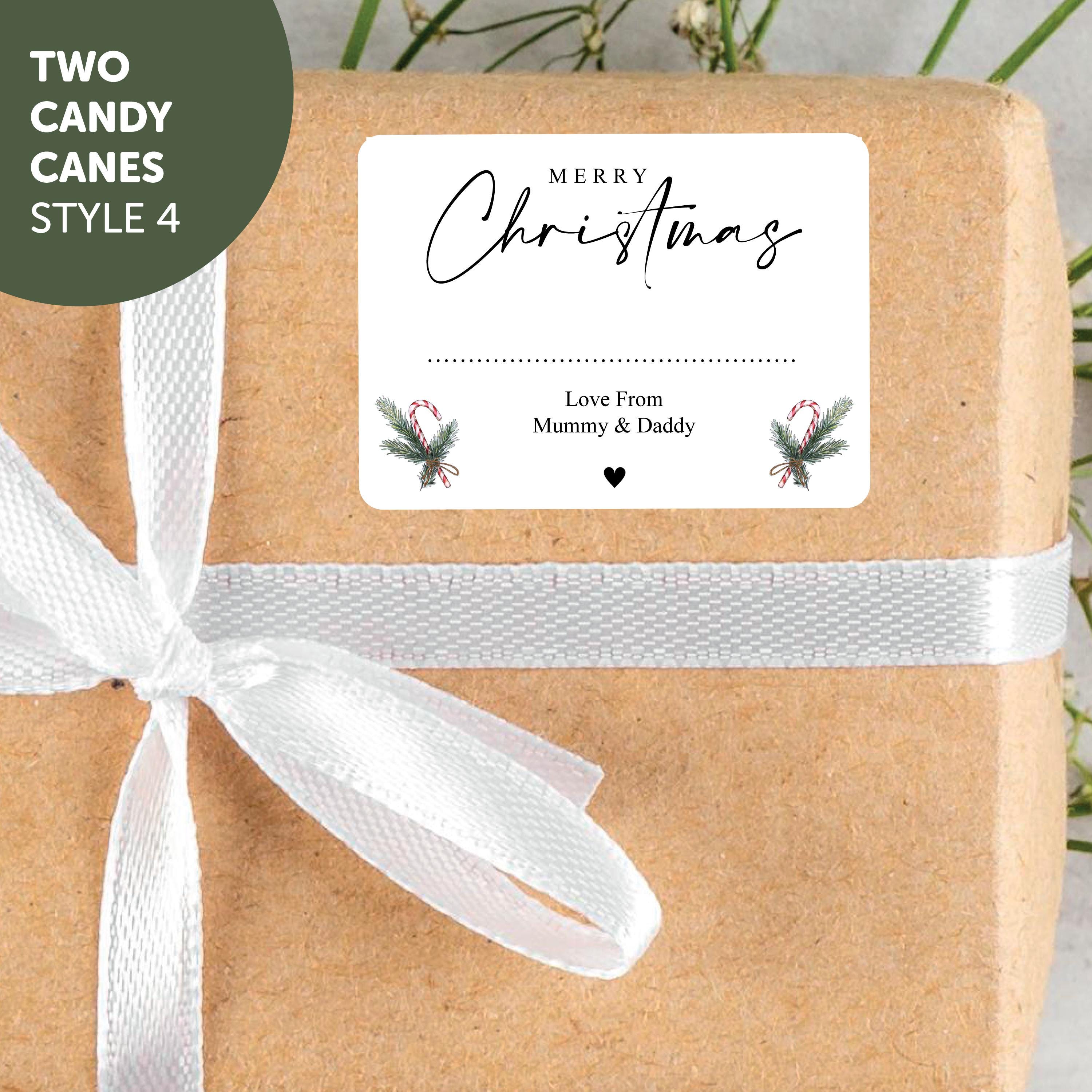 PERSONALISED 18 x Merry Christmas from Family Christmas Gift Sticker, Minimalistic Merry Christmas Labels Custom Name Present Gift Bag Tags