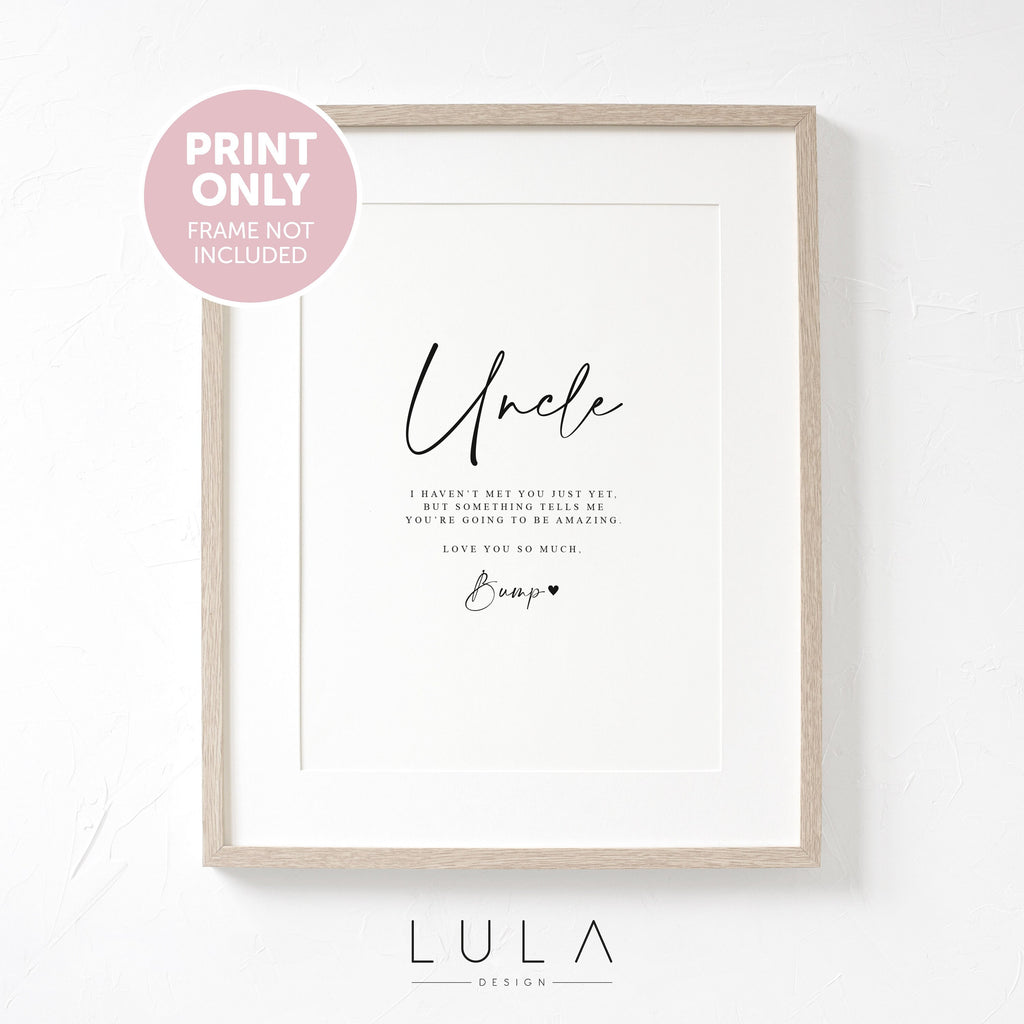 Uncle Love from Bump PRINT A4 A5, Pregnancy Announcement, Uncle to be, Bump Christmas Gift, Bump to Uncle, Pregnancy Reveal, Uncle Gift