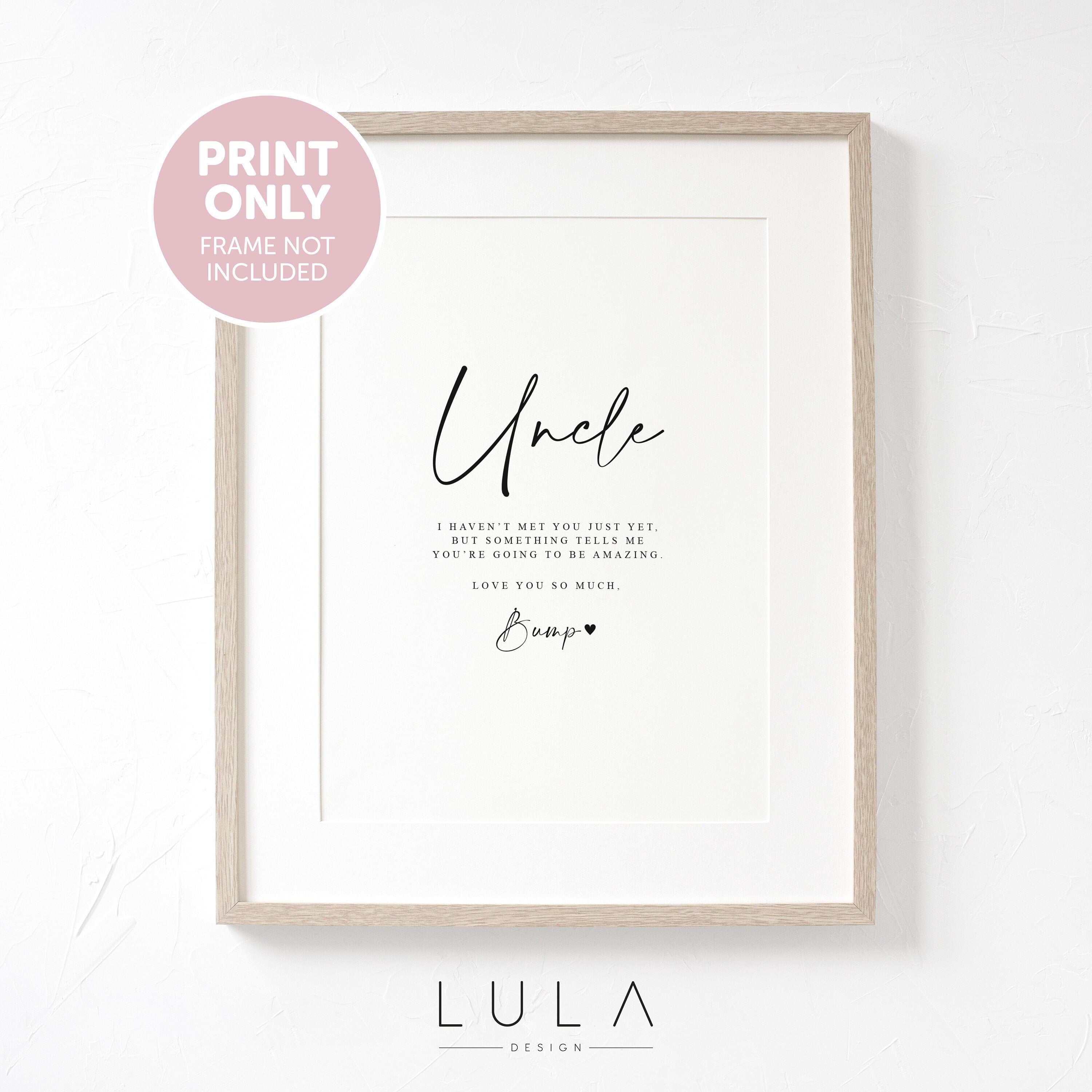 Uncle Love from Bump PRINT A4 A5, Pregnancy Announcement, Uncle to be, Bump Christmas Gift, Bump to Uncle, Pregnancy Reveal, Uncle Gift