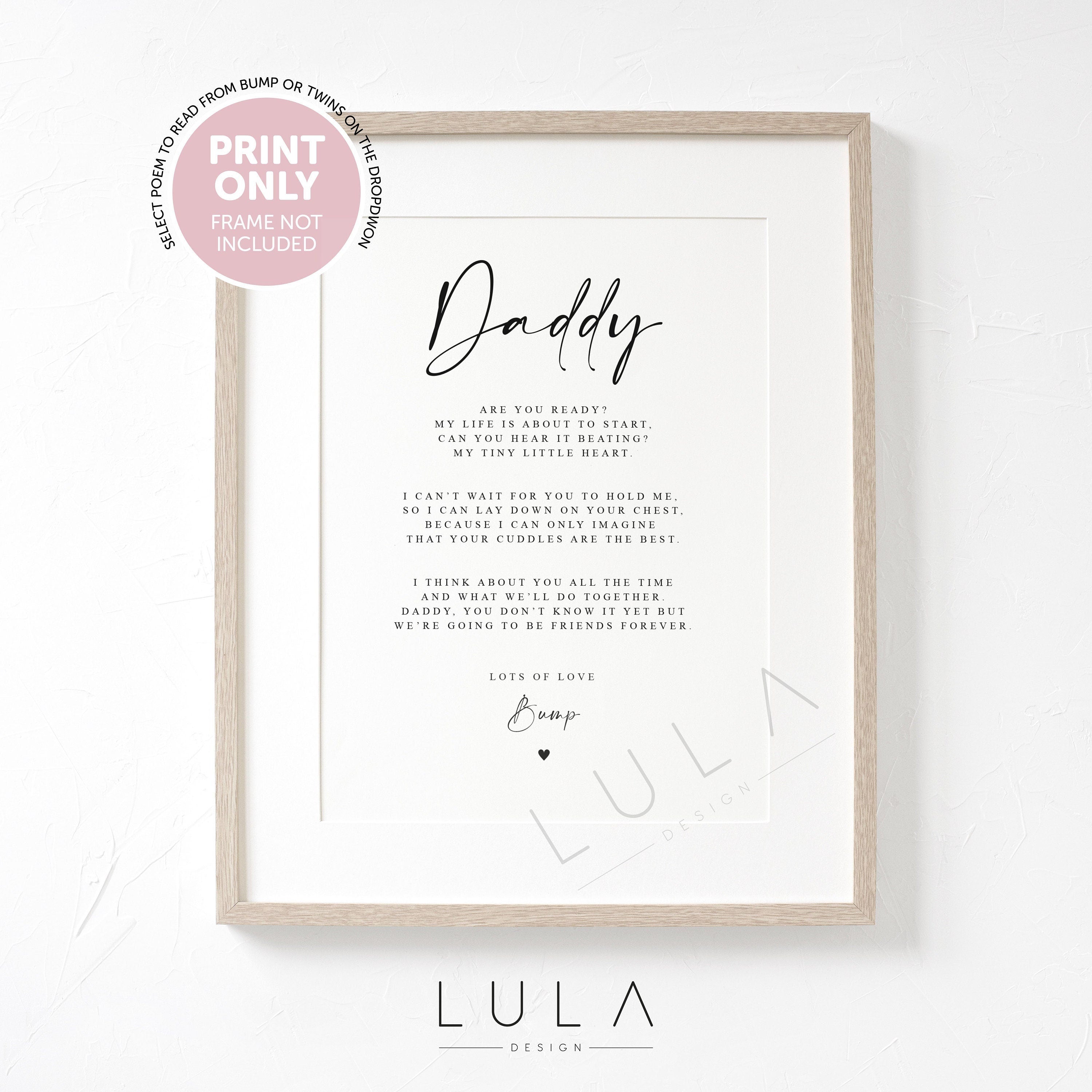 Daddy to be Poem from Bump Twins A4 A5 UNFRAMED PRINT New Dad Birthday Gift, Fathers Day Gift, Pregnancy Announcement, Daddy to be from bump