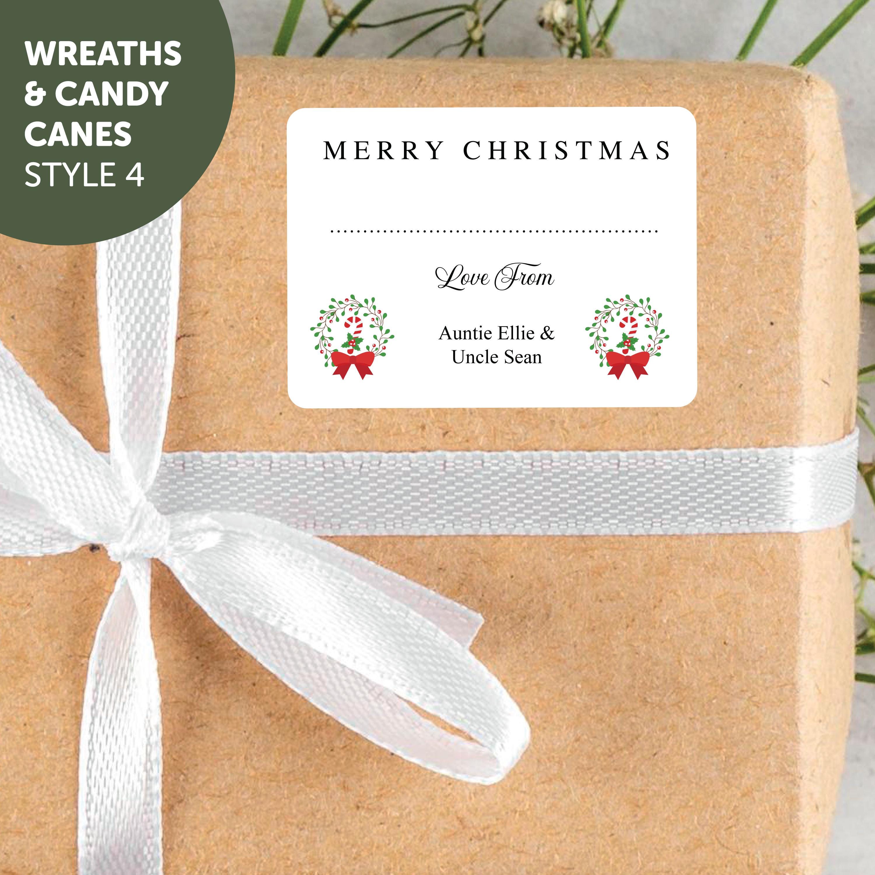 PERSONALISED 18 x Merry Christmas from Family Christmas Gift Stickers, Minimalistic Merry Christmas Labels Custom Name Present Gift Bag Tags