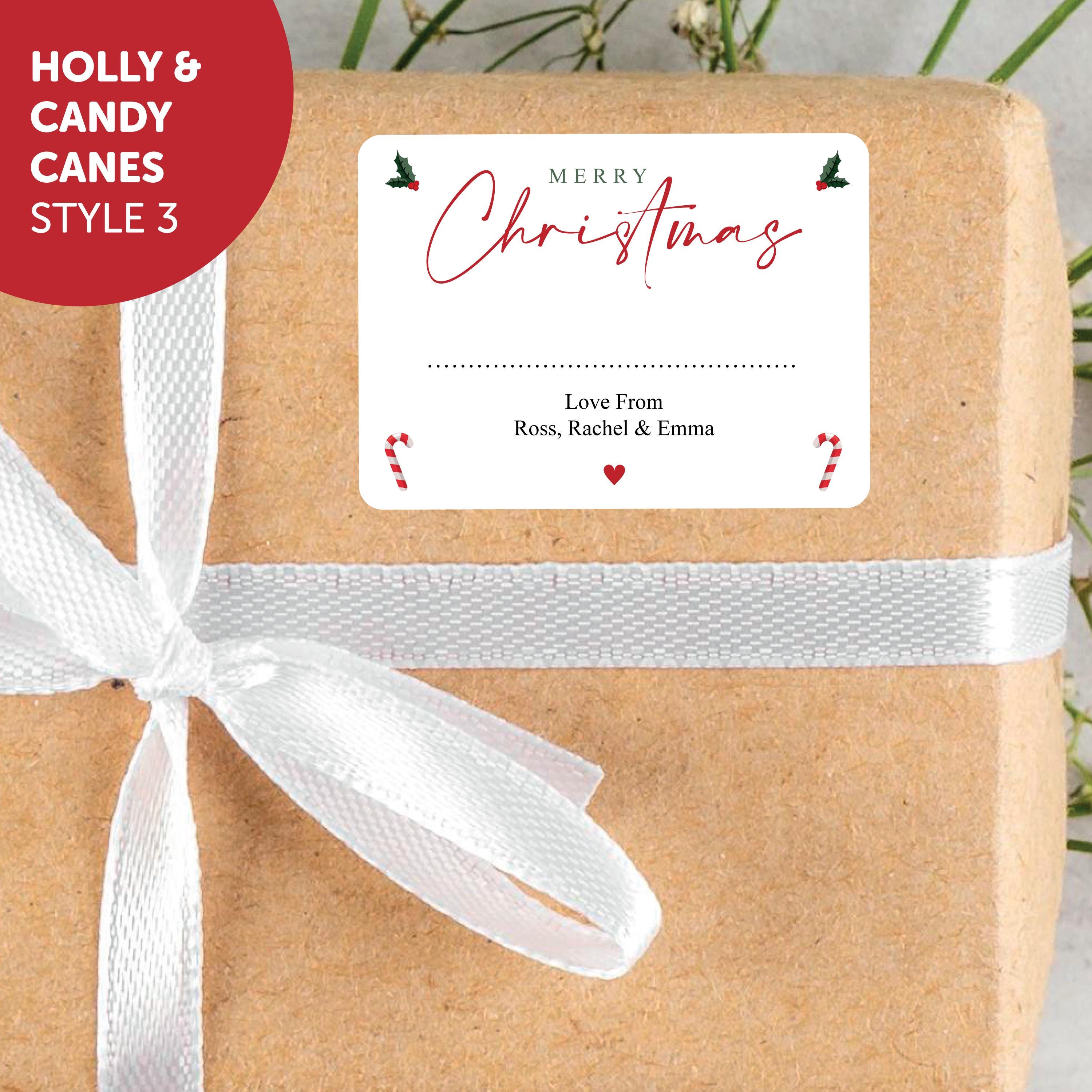 PERSONALISED 18 x Merry Christmas from Family Christmas Gift Sticker, Minimalistic Merry Christmas Labels Custom Name Present Gift Bag Tags