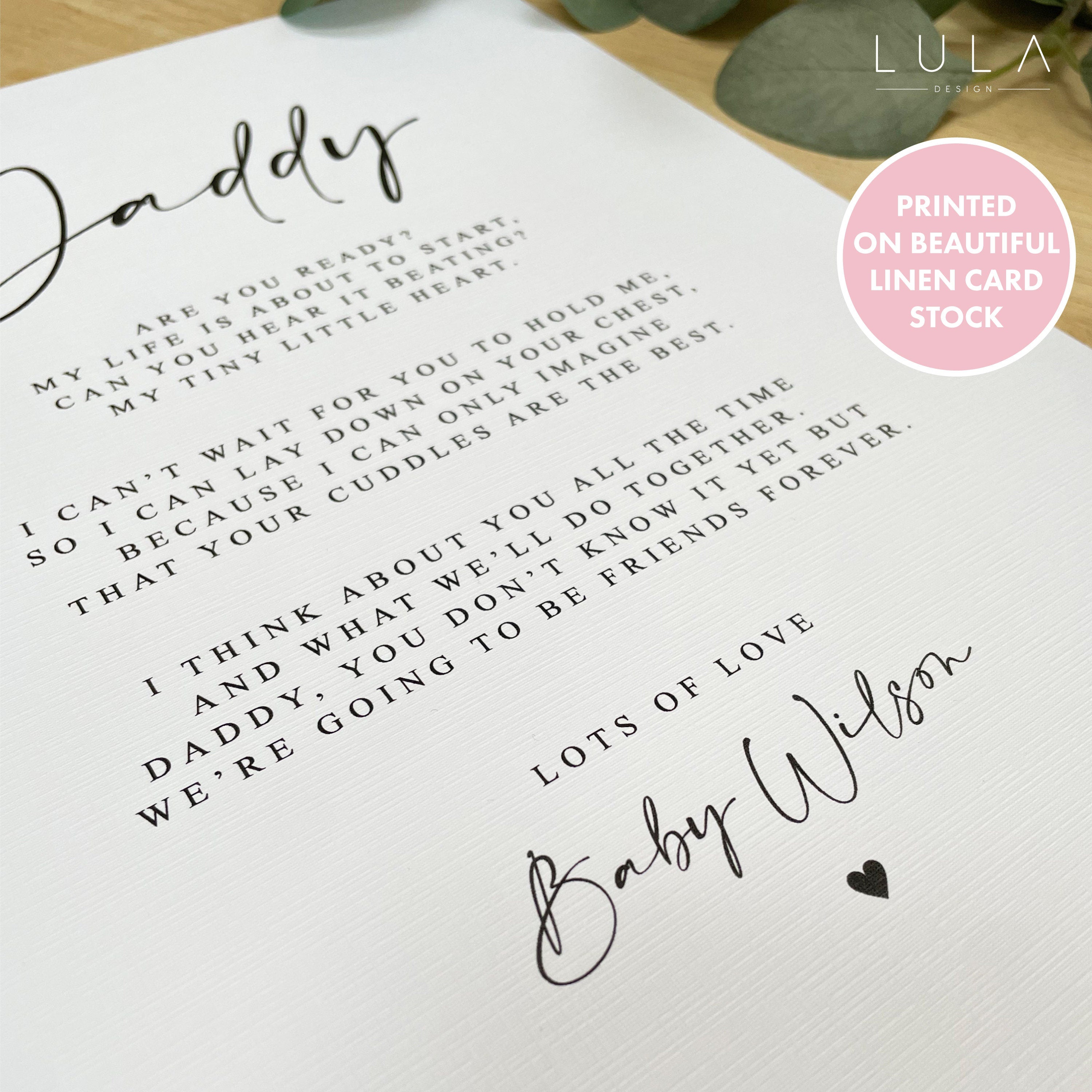Personalised A4 Daddy Unframed Print from Child or Children, Daddy Birthday Daddy wishes they had, Fathers Day Gift for Daddy Child Children