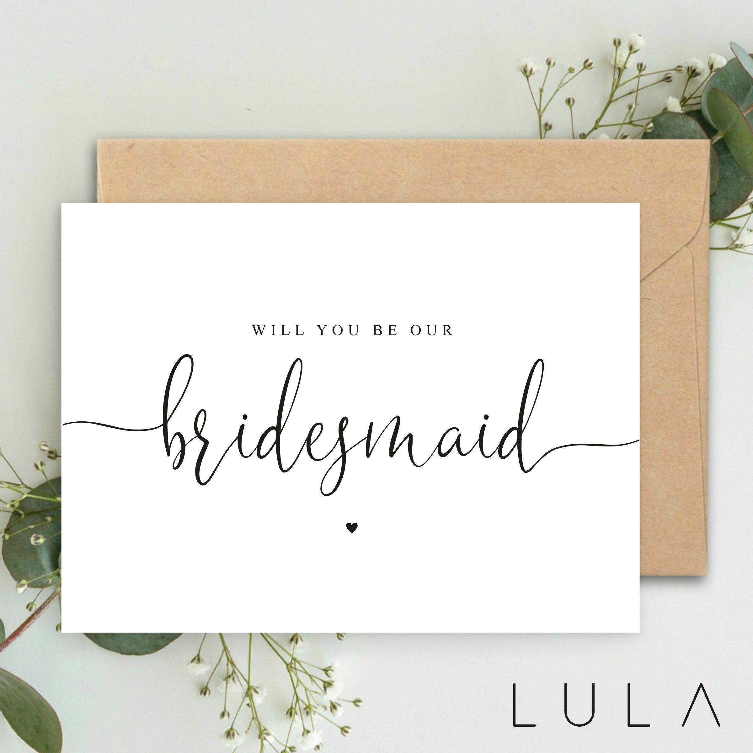 Will you be my Bridesmaid A5 Card & envelope, Bridal Party Card, Bridesmaid Card, Typography Card, Wedding Party Card, Card for Bridesmaid
