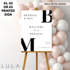 PERSONALISED A1 A2 or A3 Black and White Welcome to our Wedding PRINTED Welcome Sign Elegant minimal wedding sign decor