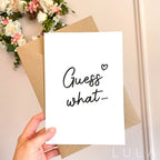 Guess What... A5 Card with envelope, Pregnancy Announcement Card, Pregnancy Reveal, Surprise, Card for Gift Reveal Guess What