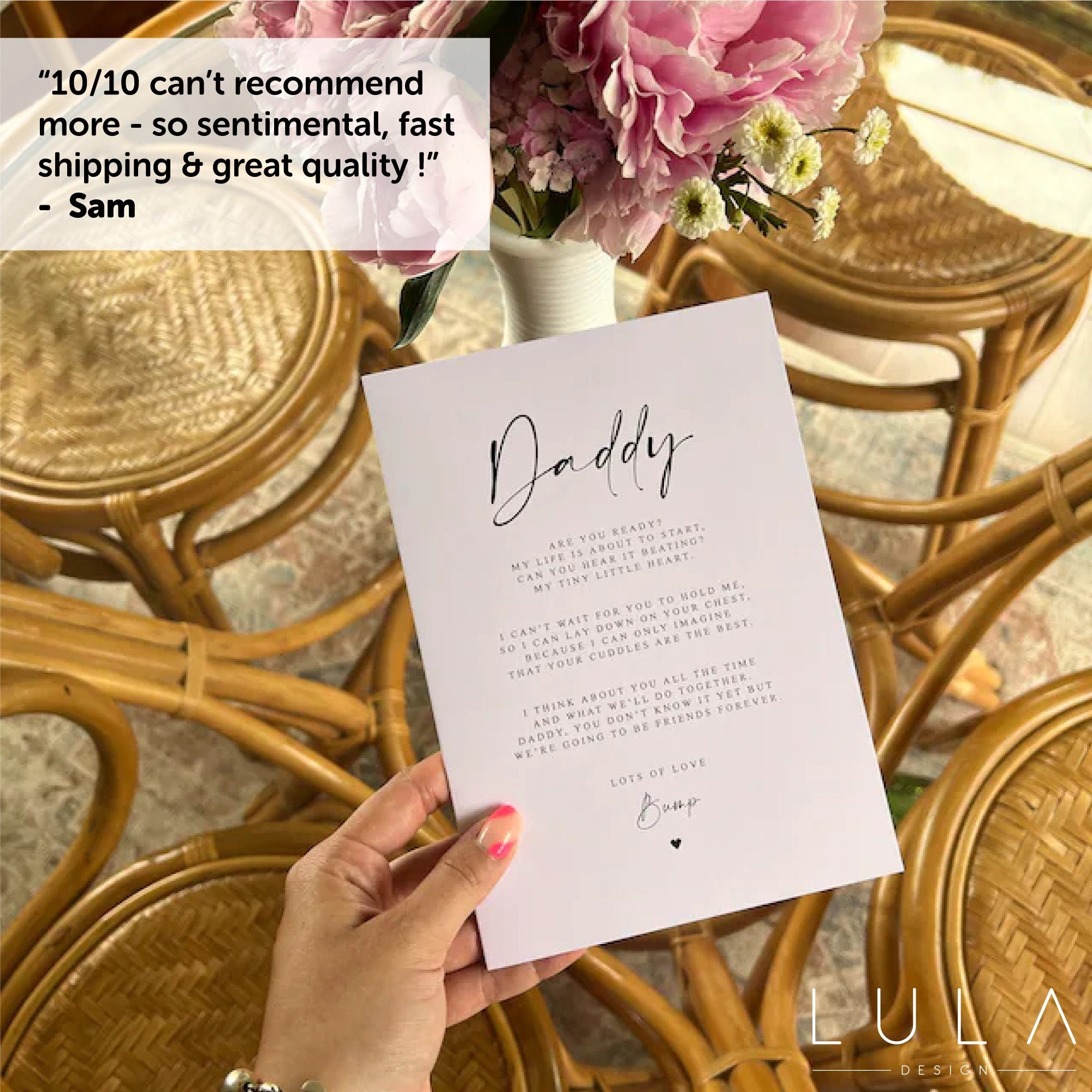 Daddy to be Poem Pregnancy Announcement, Dad Birthday A5 Card with envelope, Father's Day Card, Pregnancy Reveal, Daddy to be, To Daddy bump