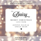 KIDS PERSONALISED 18 x Name Merry Christmas from Family Mum Dad Santa Christmas Sticker Gift Tags Xmas Labels Kids Name Present Gift Bag Tag