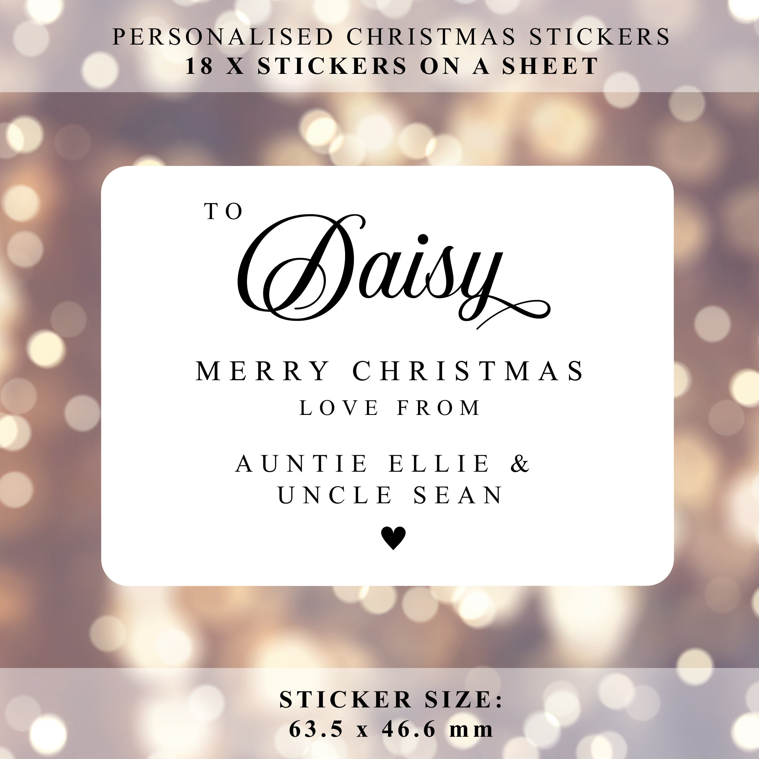 KIDS PERSONALISED 18 x Name Merry Christmas from Family Mum Dad Santa Christmas Sticker Gift Tags Xmas Labels Kids Name Present Gift Bag Tag