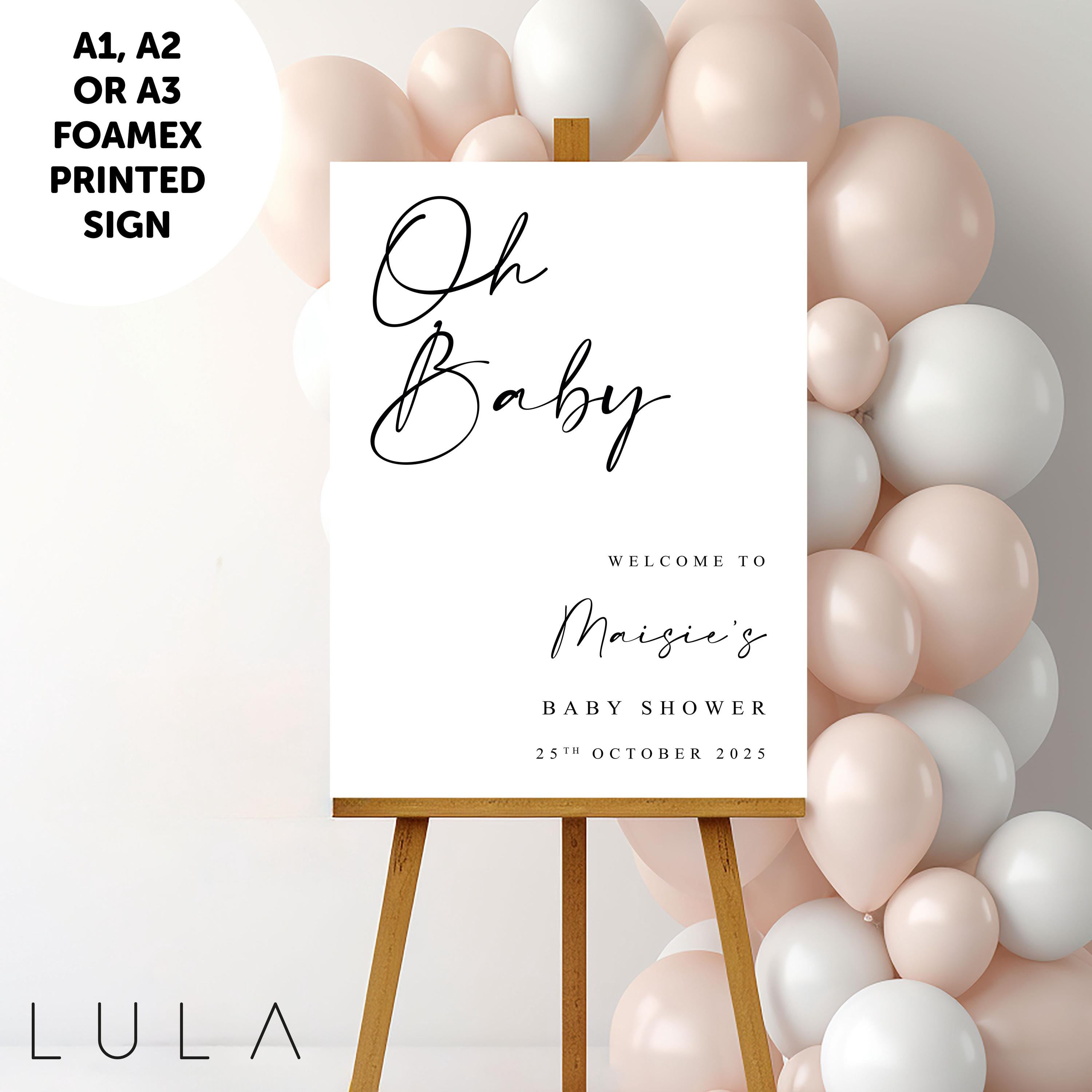 PERSONALISED Beige Neutral Baby Shower Sign PRINTED Baby Shower Welcome Sign Party Baby Beige Baby Shower Sign A1 A2 A3
