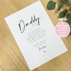PERSONALISED Daddy you are loved UNFRAMED PRINT from child or children Dad Birthday Gift, Fathers Day Poem Print, Dad Stronger Braver Print