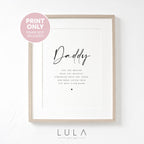 PERSONALISED Daddy you are loved UNFRAMED PRINT from child or children Dad Birthday Gift, Fathers Day Poem Print, Dad Stronger Braver Print