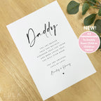 PERSONALISED Daddy you are loved UNFRAMED PRINT from child or children Dad Birthday Gift, Fathers Day Poem Print, Dad Stronger Braver Print