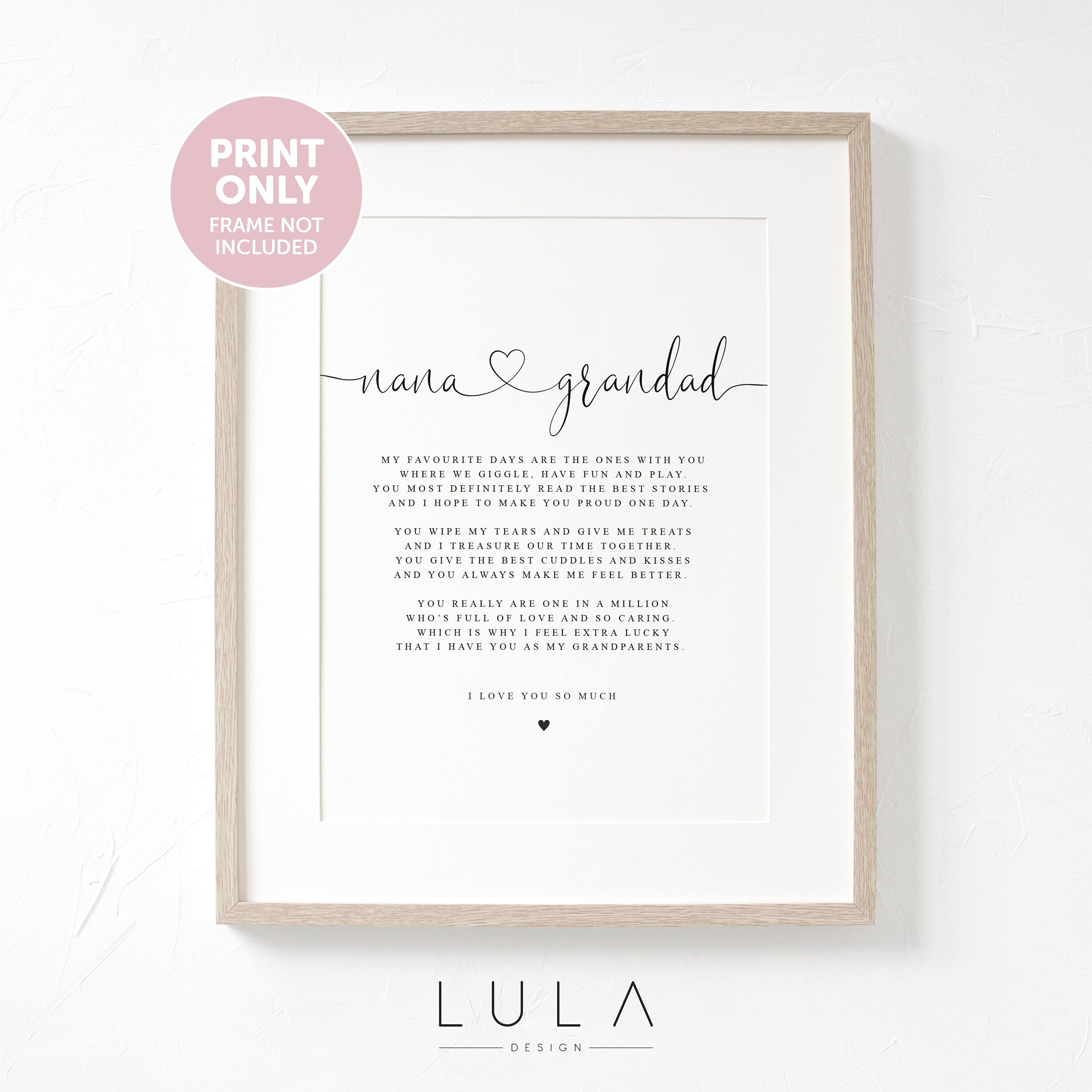 PERSONALISED NANA and Grandad Poem A4 A5 PRINT, Nana Grandad Gift, Grandparent Poem, Gift for Grandparents Grandparent Christmas Gift Print
