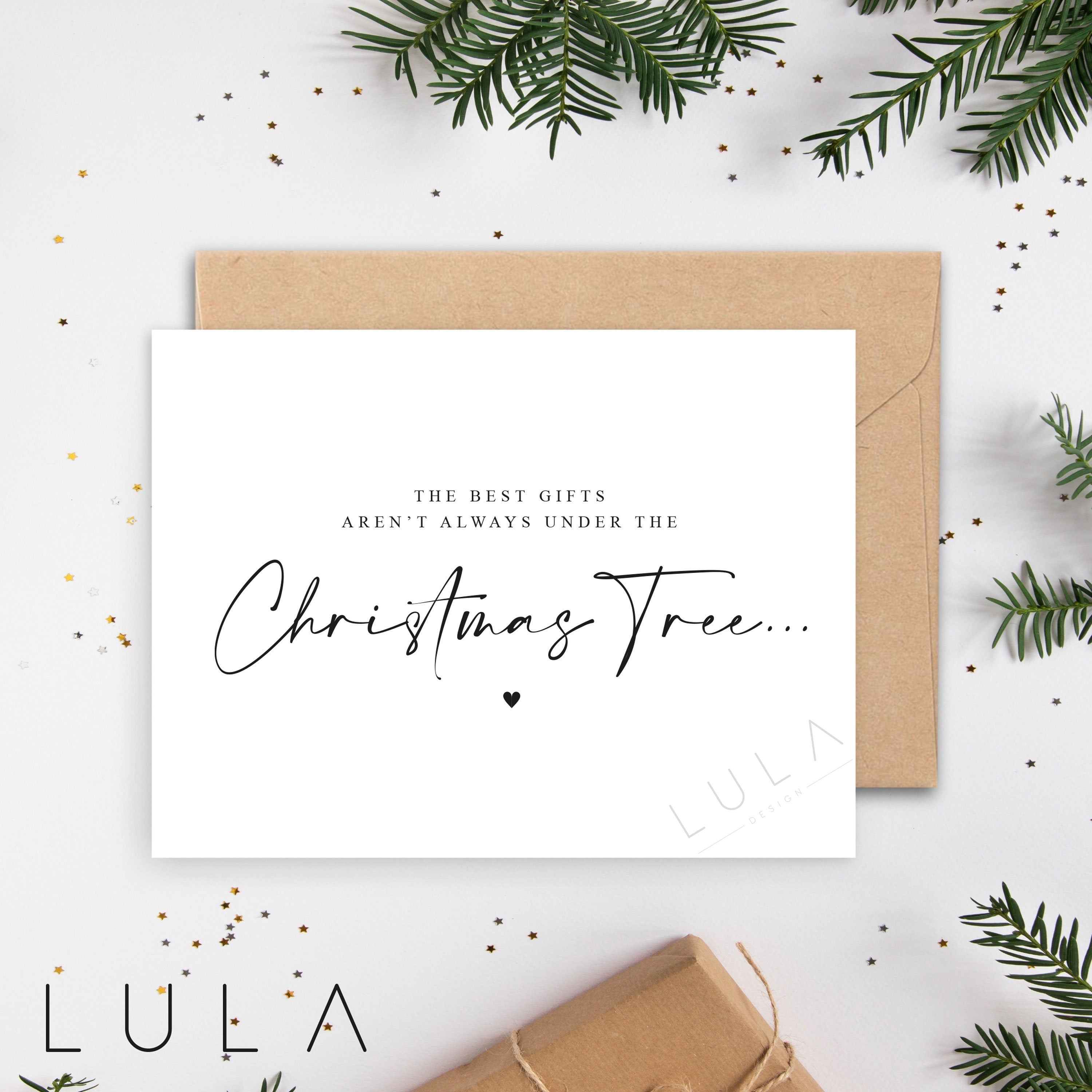 The Best Gifts aren't always under the Christmas Tree Pregnancy Announcement A5 Card with envelope, Family, Pregnancy Reveal Christmas Card