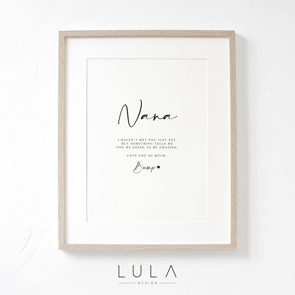 NANA Love from Bump A4 or A5 UNFRAMED PRINT, Pregnancy Announcement, Bump to Nana Gift, Nana Love Bump, New Grandparent Gift Announcement
