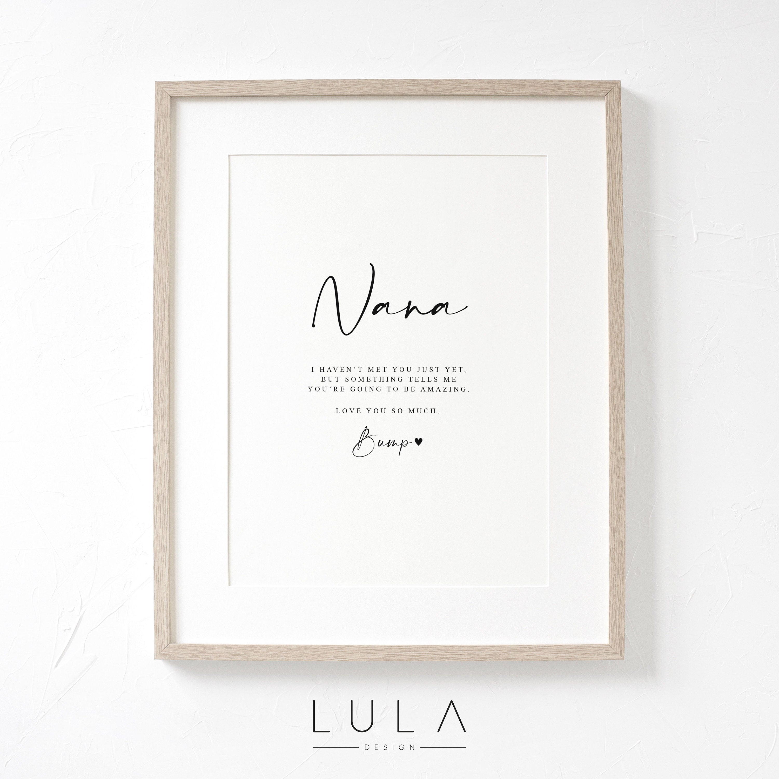 NANA Love from Bump A4 or A5 UNFRAMED PRINT, Pregnancy Announcement, Bump to Nana Gift, Nana Love Bump, New Grandparent Gift Announcement