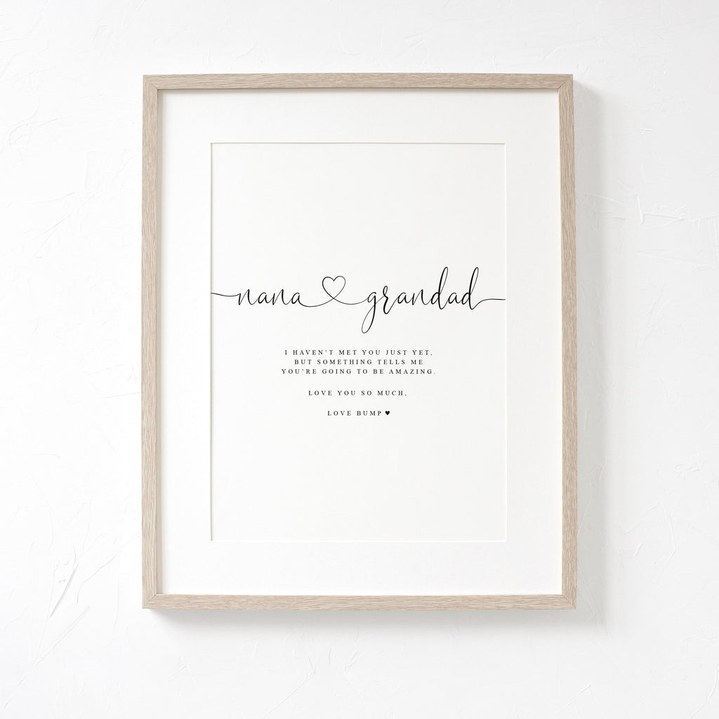 Nana & Grandad Love from Bump A4 or A5 PRINT, Pregnancy Announcement, Love from Bump, Nana Grandad to be, New Grandparent Gift Announcement