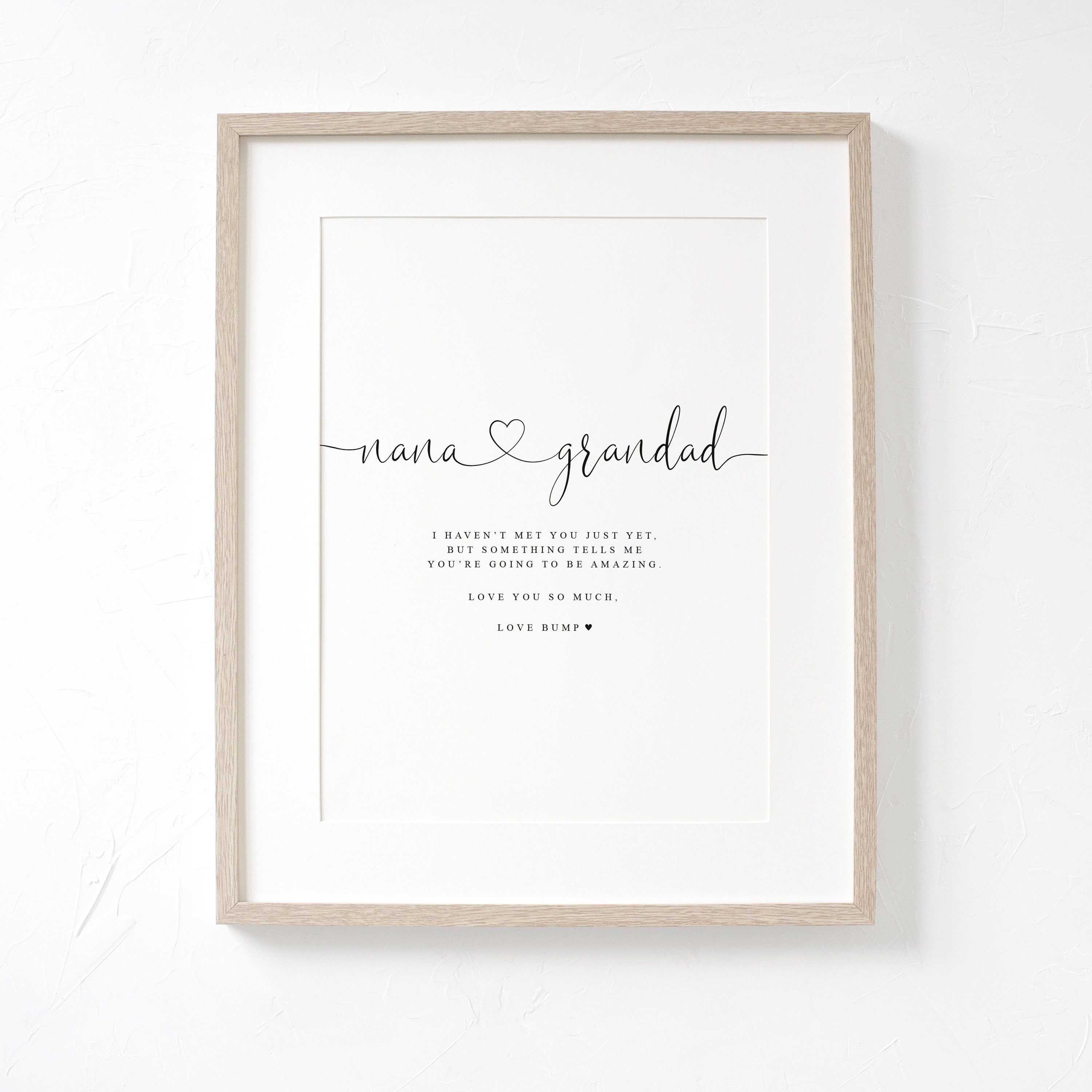 Nana & Grandad Love from Bump A4 or A5 PRINT, Pregnancy Announcement, Love from Bump, Nana Grandad to be, New Grandparent Gift Announcement