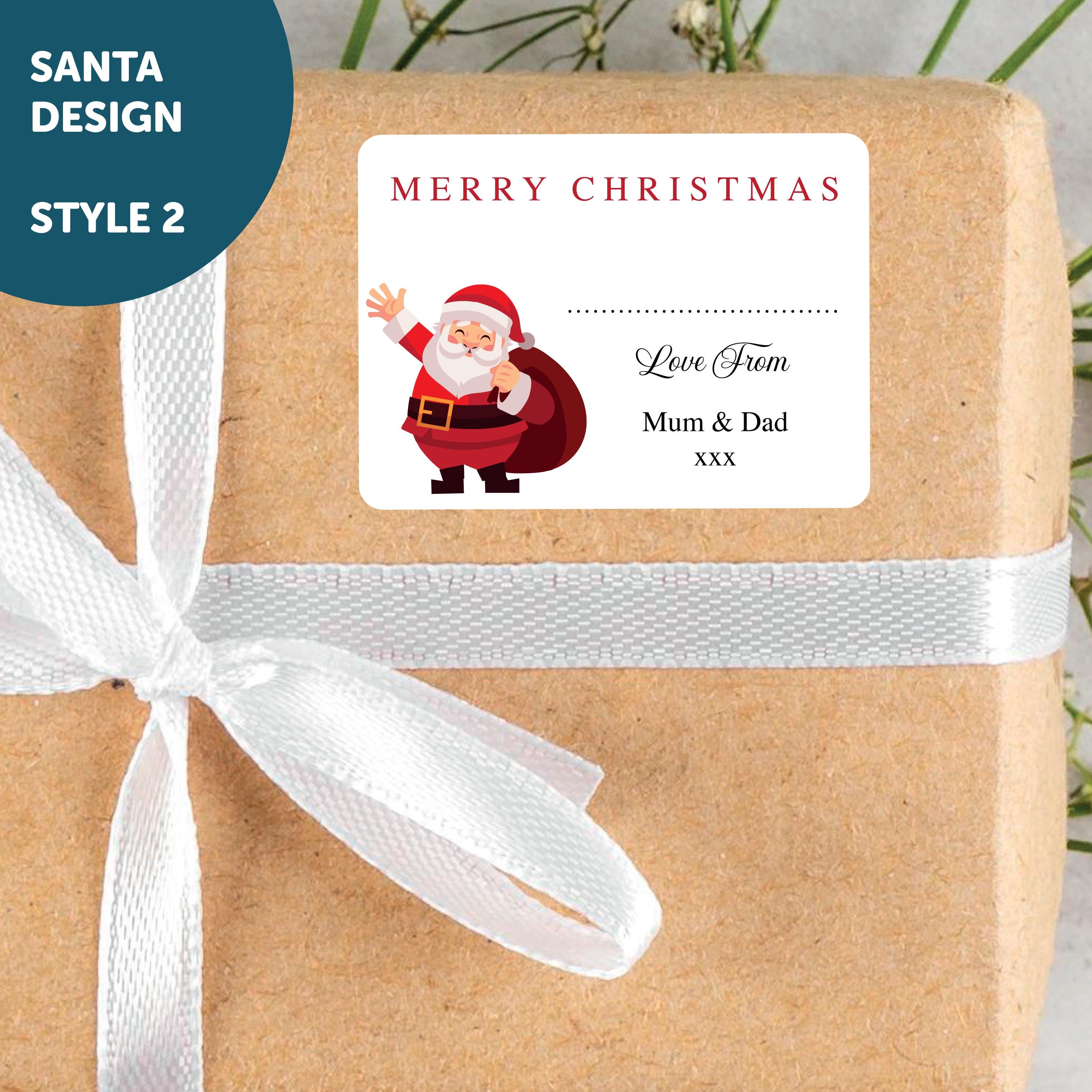 PERSONALISED 18 x Merry Christmas from Family Christmas Gift Stickers, Minimalistic Merry Christmas Labels Custom Name Present Gift Bag Tags