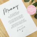 Personalised Mummy to be Poem from Bump UNFRAMED A4 PRINT Mum to be Mothers Day, Pregnancy Gift, Mum, From Bump Mummy to be Gift New Mum