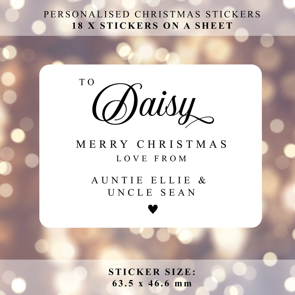 KIDS PERSONALISED 18 x Name Merry Christmas from Family Mum Dad Santa Christmas Sticker Gift Tags Xmas Labels Kids Name Present Gift Bag Tag