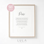 Personalised Pops Poem A4 A5 UNFRAMED PRINT, Pops Grandparent Poem, Pops Christmas Gift to Pops from Grandchild Grandchildren, Pops Birthday