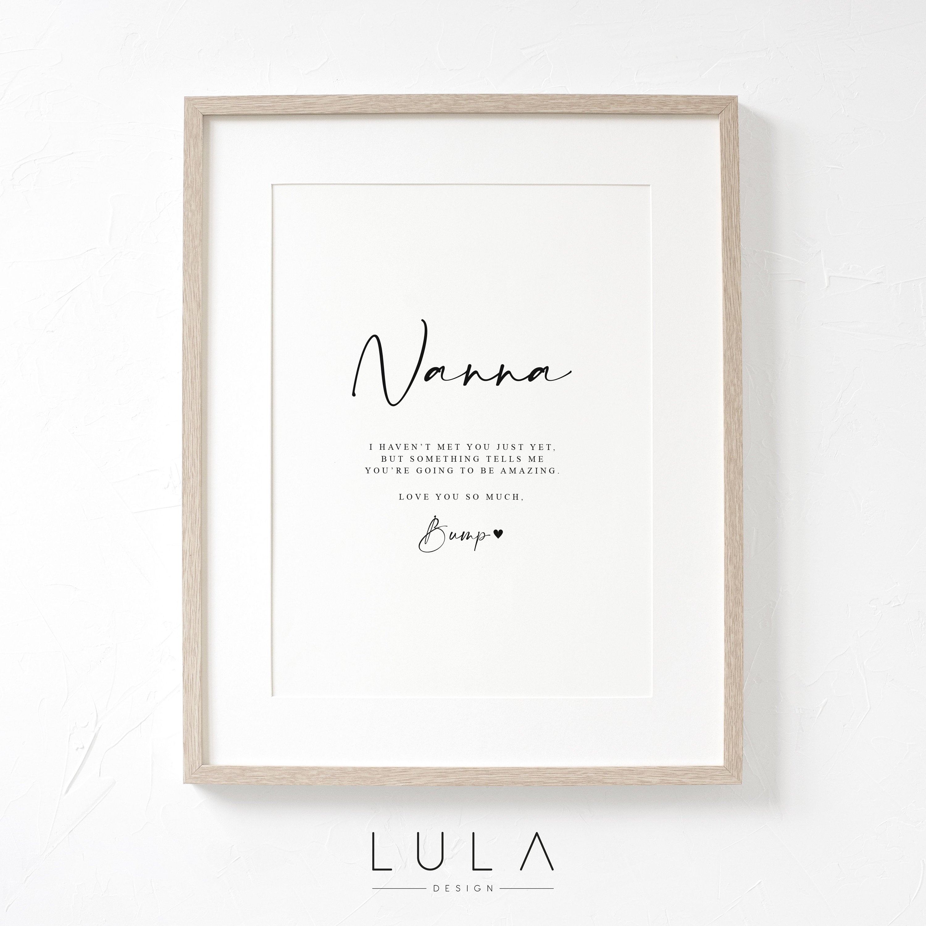NANNA Love from Bump A4 or A5 PRINT, Pregnancy Announcement, Bump to Nanna Gift, Nanna Love Bump Gift, New Grandparent Gift Announcement
