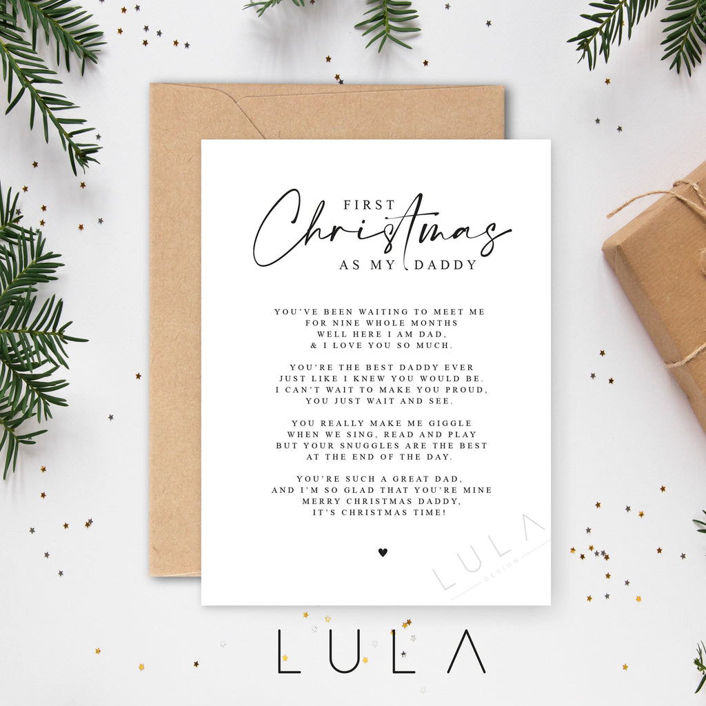 First Christmas as my Daddy from Baby with Poem A5 Greeting Card with envelope, Daddy's first Christmas, Christmas Card for Daddy, Poem Card