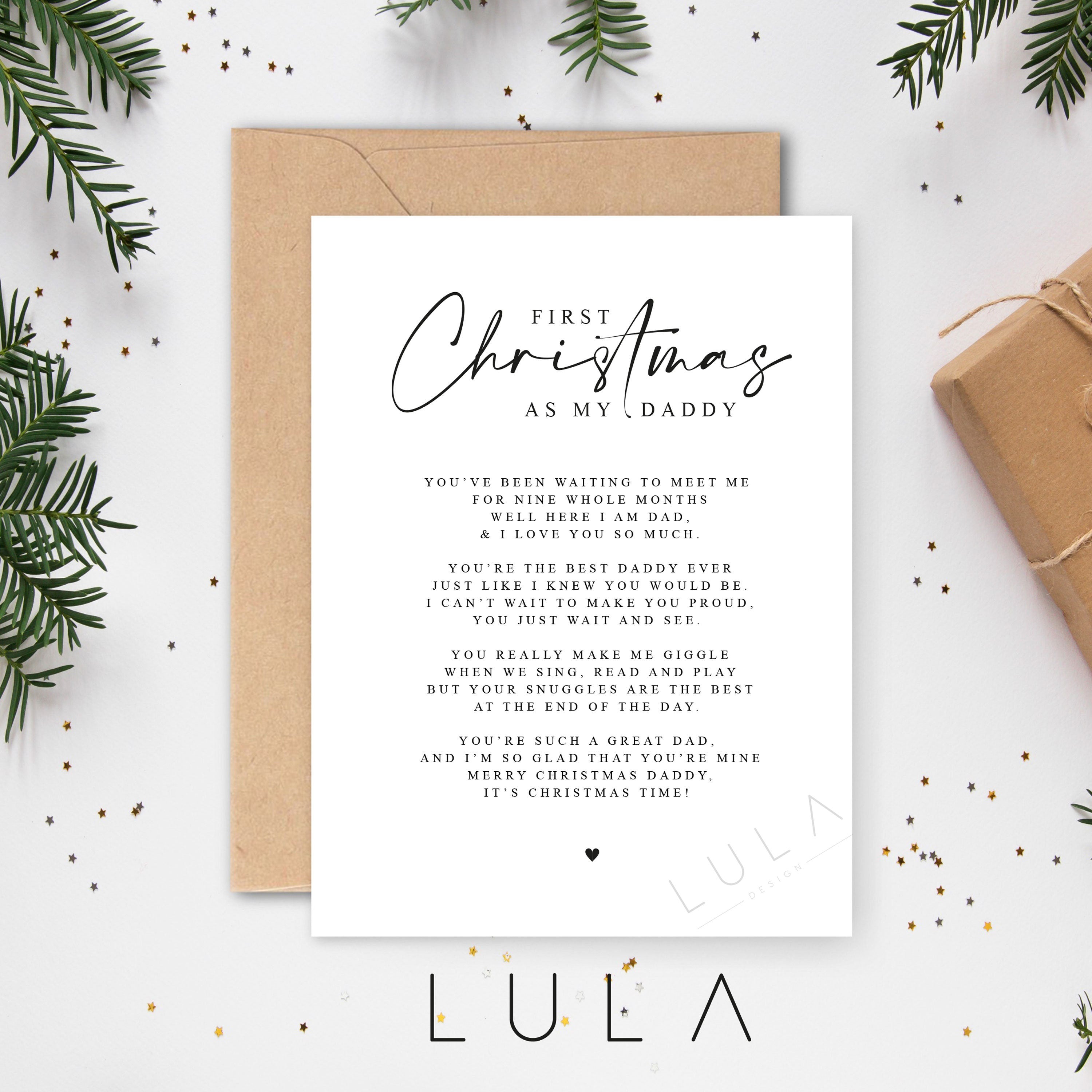 First Christmas as my Daddy from Baby with Poem A5 Greeting Card with envelope, Daddy's first Christmas, Christmas Card for Daddy, Poem Card