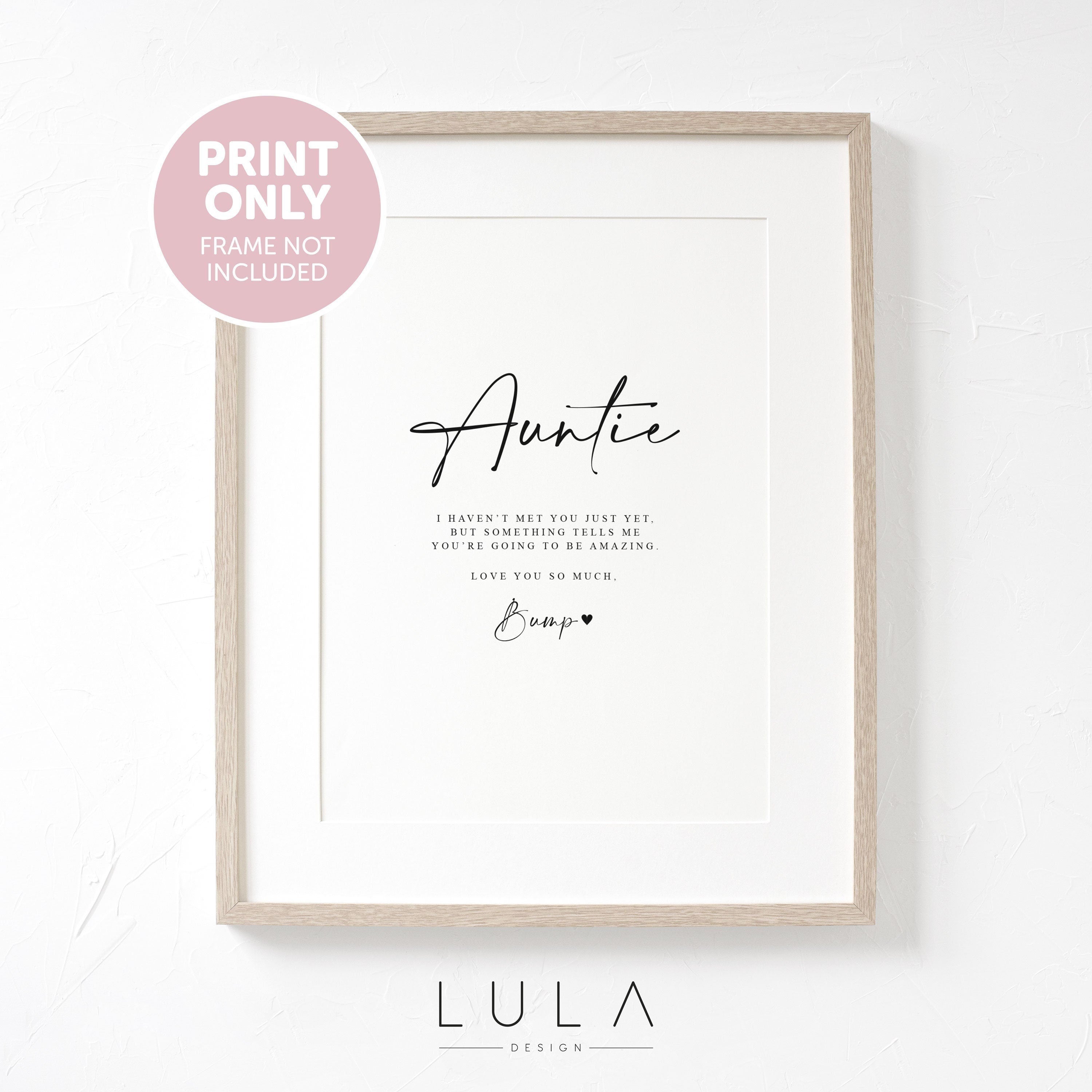 Auntie Love from Bump PRINT A4 or A5 Pregnancy Announcement, Bump to Auntie, Bump Gift, Surprise, Gift, Auntie Present, Pregnancy