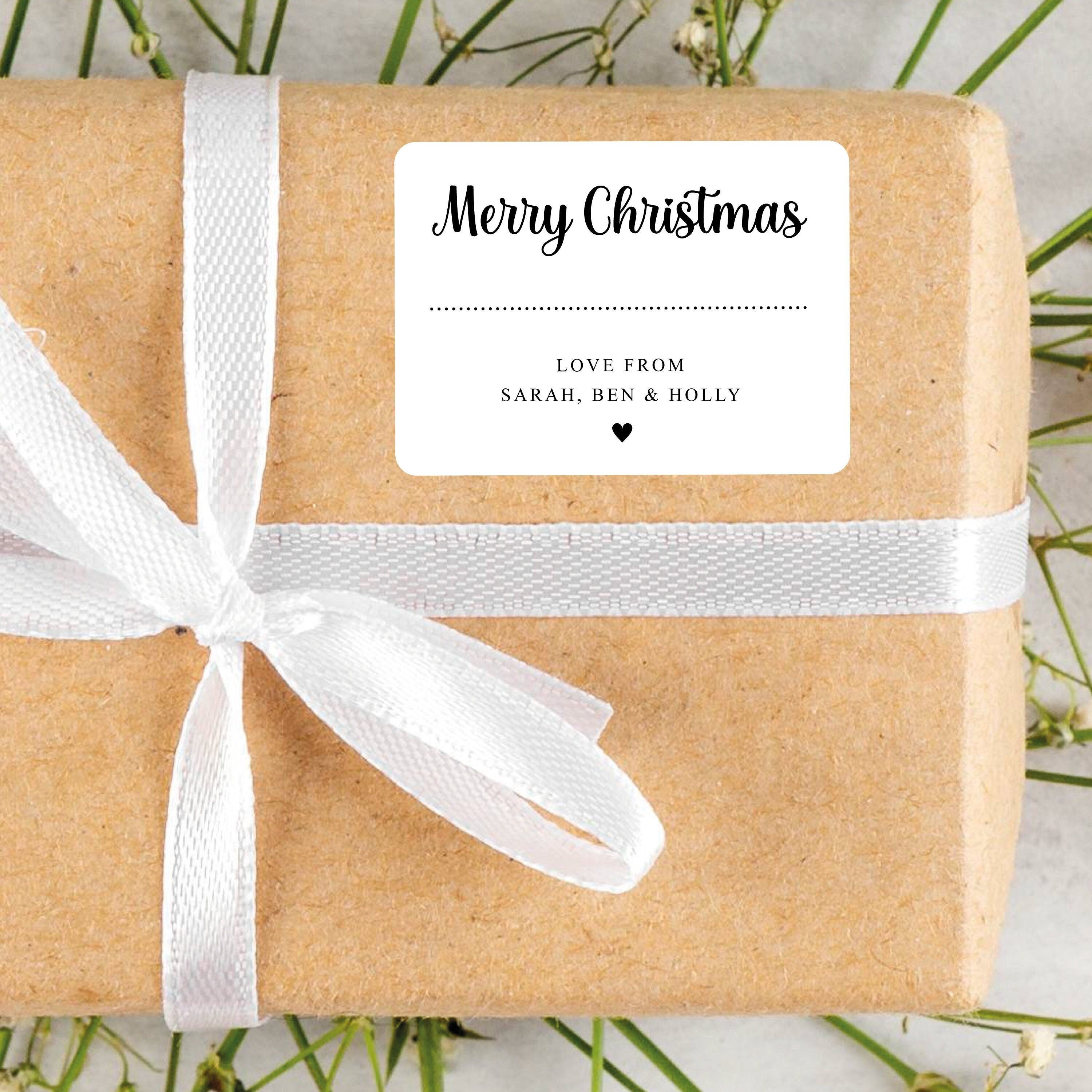 PERSONALISED 18 x Merry Christmas from Family Name Christmas Gift Sticker, Minimalistic Christmas Labels Custom Name Present Gift Bag Tags