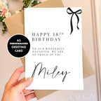 PERSONALISED Happy Birthday Black Bow Minimal A5 Greeting Card with Kraft envelope Personalised Greeting Girls Friend birthday Card daughter