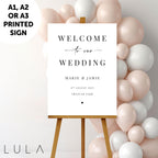 PERSONALISED A1 A2 or A3 Black and White Welcome to our Wedding PRINTED foamex Welcome Sign Elegant minimal wedding sign decor
