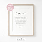 PERSONALISED Nanny Nannie Poem A4 A5 PRINT, Nanny Gift, Grandparent Poem, Nanny Nannie Christmas Gift to Nanny from Grandchild Grandchildren