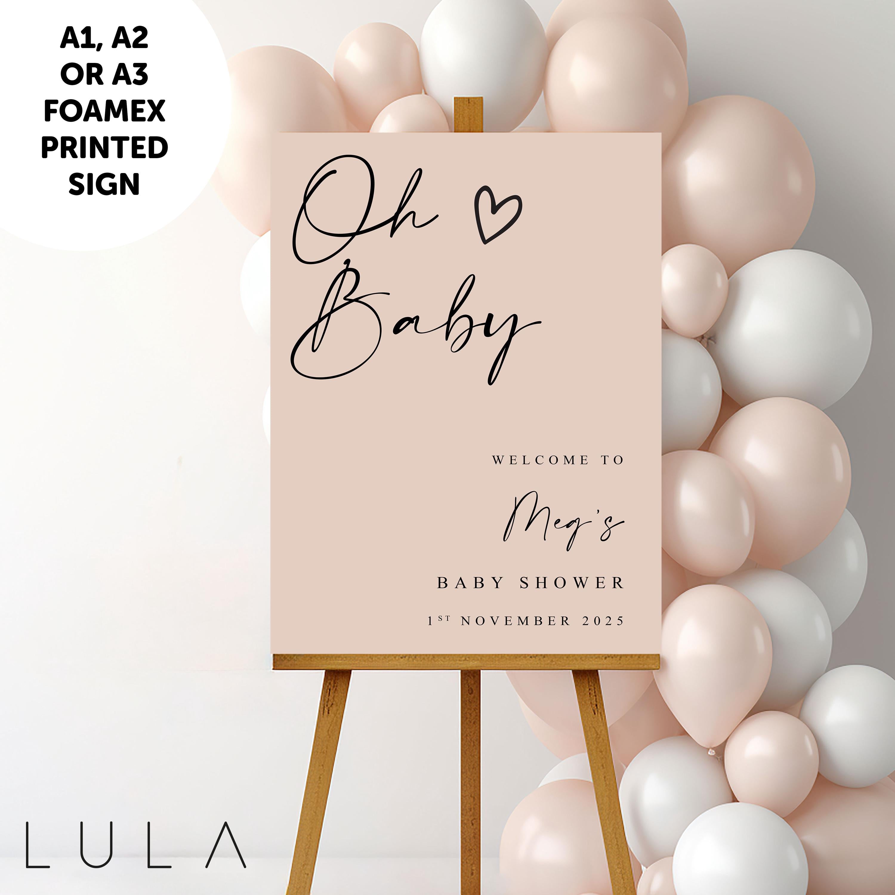 PERSONALISED Beige Neutral Baby Shower Sign PRINTED Baby Shower Welcome Sign Party Baby Beige Baby Shower Sign A1 A2 A3