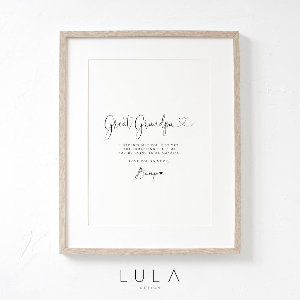 Great Grandpa to be Love from Bump A4 A5 PRINT, Pregnancy Announcement, from Bump Gift, Great Grandpa Gift, Great Grandparent Announcement
