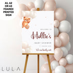 PERSONALISED We can Bearly Wait Teddy Bear Neutral Beige Balloons Unisex Baby Shower Sign PRINTED Foamex Neutral Beige Baby Shower