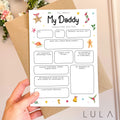All About Daddy Christmas Card A5 Greeting Card with envelope, Dad Questionnaire, Daddy christmas Card, Daddy Keepsake Card, All about Daddy