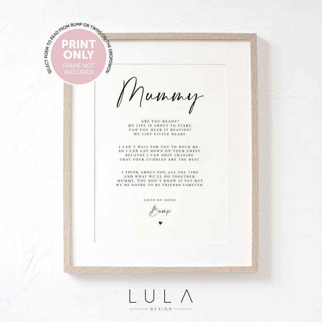 Personalised Mummy to be Poem from Bump UNFRAMED A4 PRINT Mum to be Mothers Day, Pregnancy Gift, Mum, From Bump Mummy to be Gift New Mum