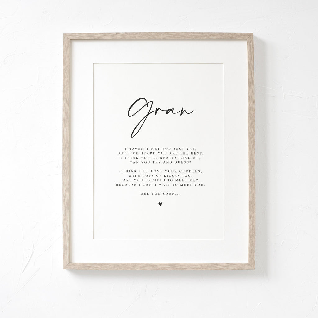 Gran to be Poem from Bump A4 or A5 PRINT, Pregnancy Announcement, To Gran Love Bump Gift, New Grandparent Announcement, Gran to be, New Gran