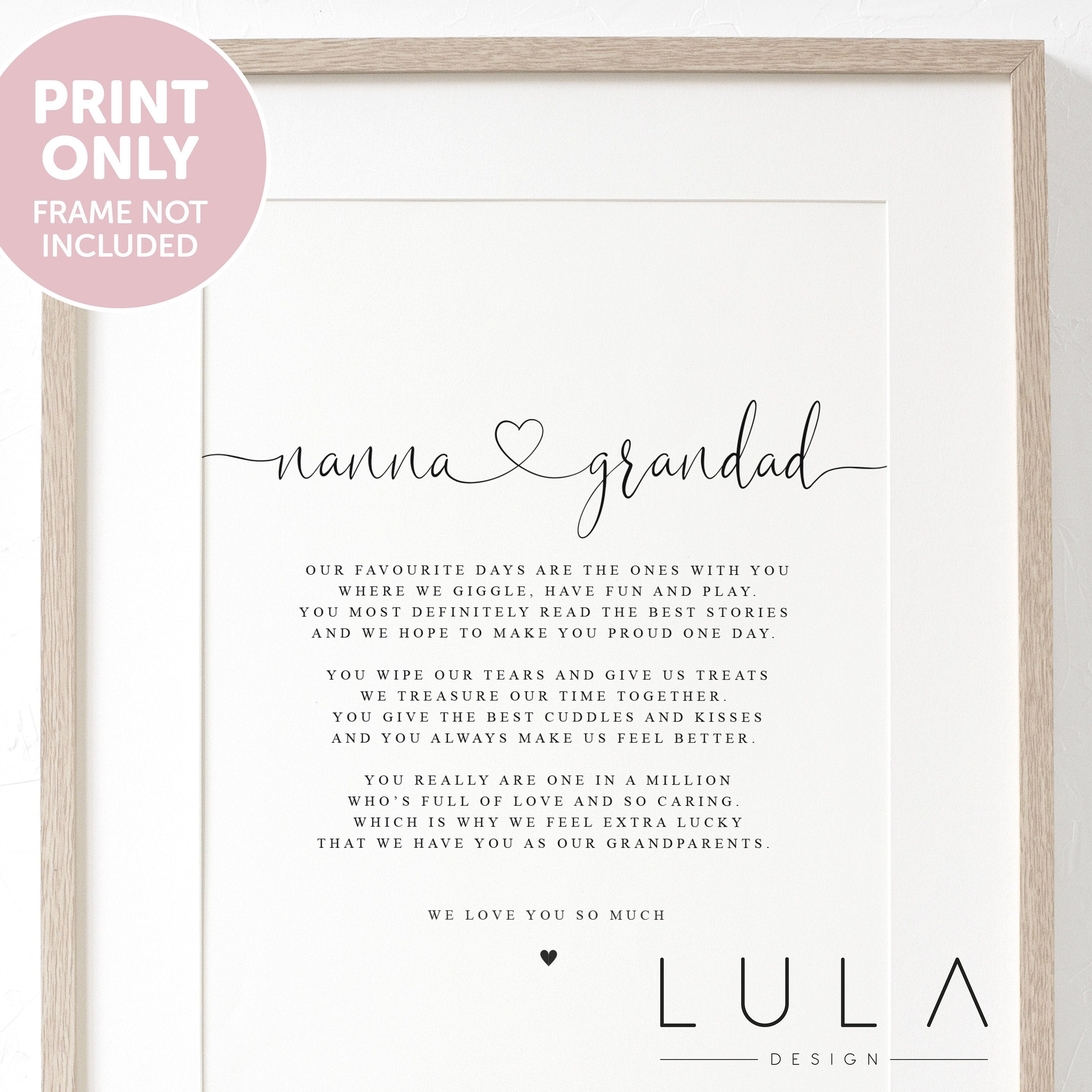 Personalised NANNA Grandad Poem A4 A5 PRINT, Nanna and Grandad Gift Grandparent Poem Gift for Grandparents Grandparent Christmas Gift, Nanna