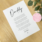 PERSONALISED Daddy Poem A4 PRINT- Fathers Day Poem Gift, Daddy Birthday Gift, Fathers Day Print for Daddy from Child Children, Daddy Gift
