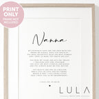 Personalised NANNA Poem A4 A5 UNFRAMED PRINT, Nanna Grandparent Poem, Gift to Nanna Christmas Gift Nanna Gift Grandchild Grandchildren