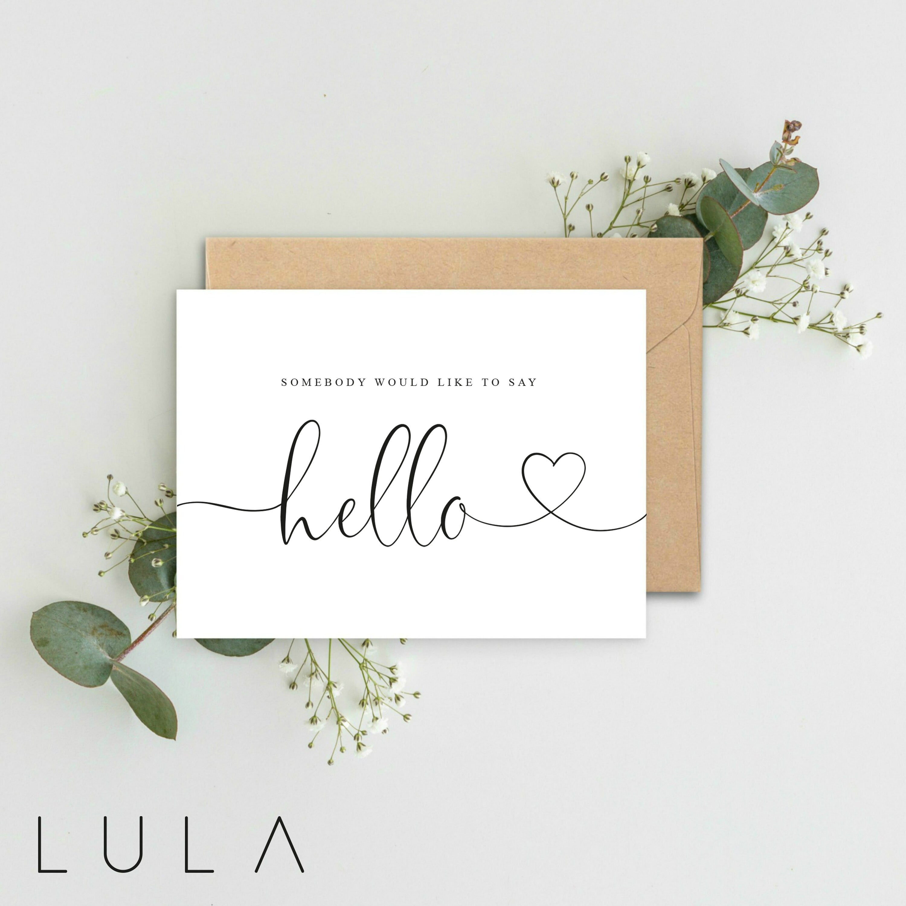 Somebody would like to say HELLO Pregnancy Announcement A5 Card with envelope, Family Announcement, Pregnancy Reveal, Unique Reveal Card