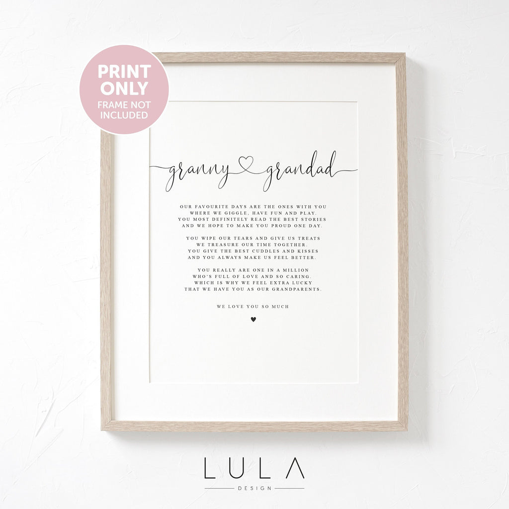 Granny and Grandad Poem A4 or A5 PRINT, Granny and Grandad Gift, Grandparent Poem, Gift for Grandparents, Grandparent Christmas Gift, Granny