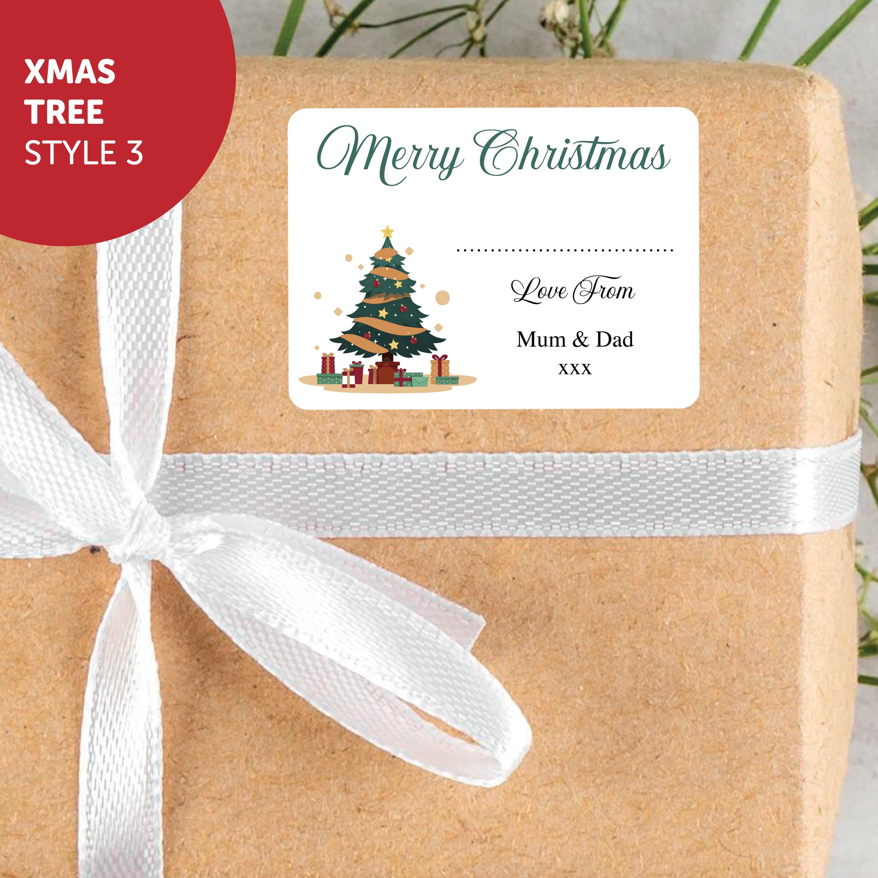 PERSONALISED 18 x Merry Christmas from Family Christmas Gift Stickers, Minimalistic Merry Christmas Labels Custom Name Present Gift Bag Tags
